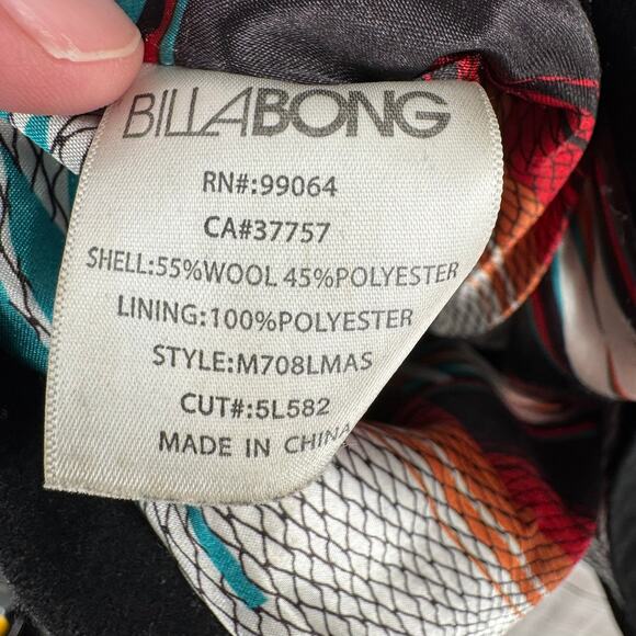 Billabong Southwest Print Lined Wool Cargo Jacket Mens XL Black Full Zip - Picture 9 of 13